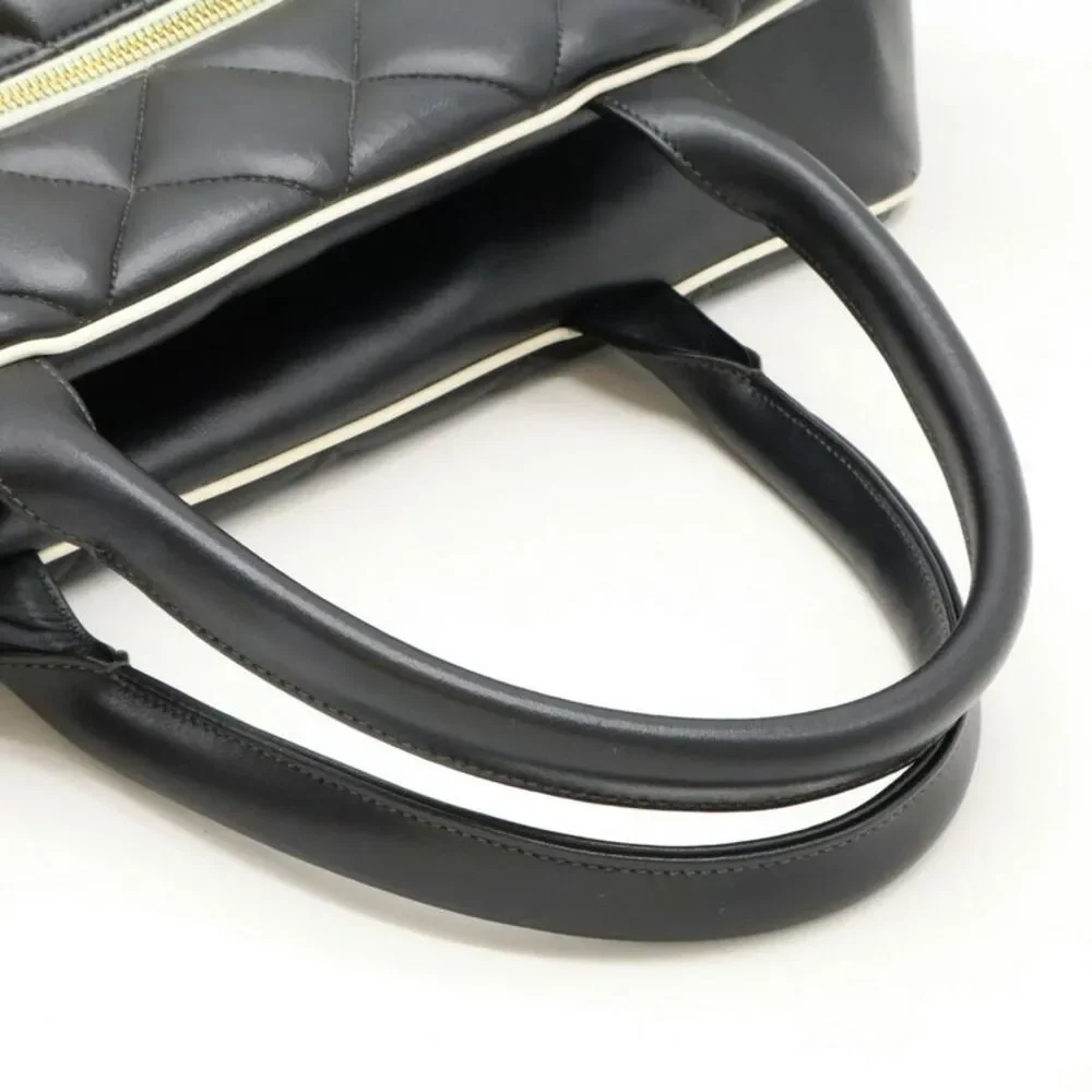 Chanel Leather Matelasse Bowling Bag Travel Bag